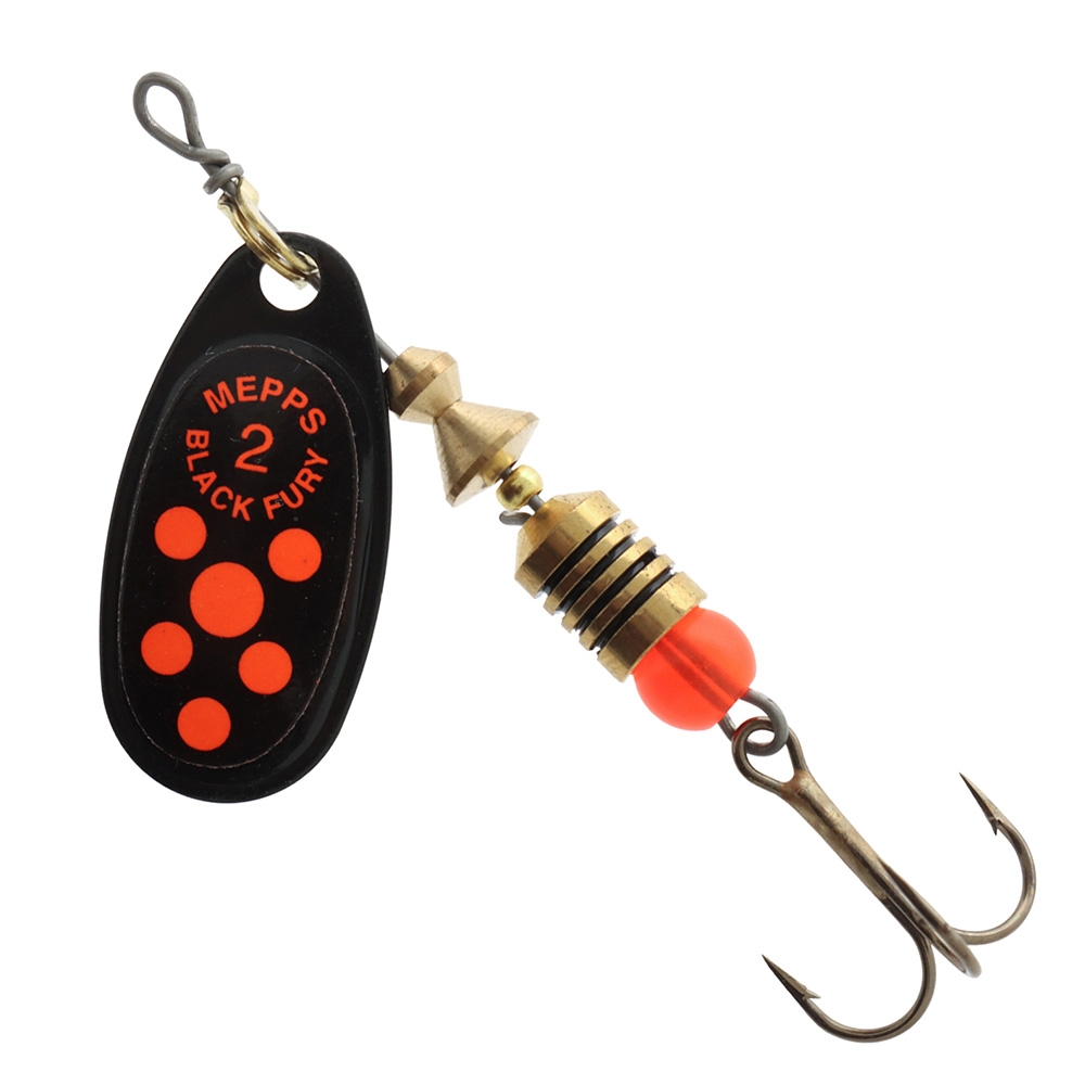 Mepps Black Fury Spinner Lure #2 4.7g Orange Dot