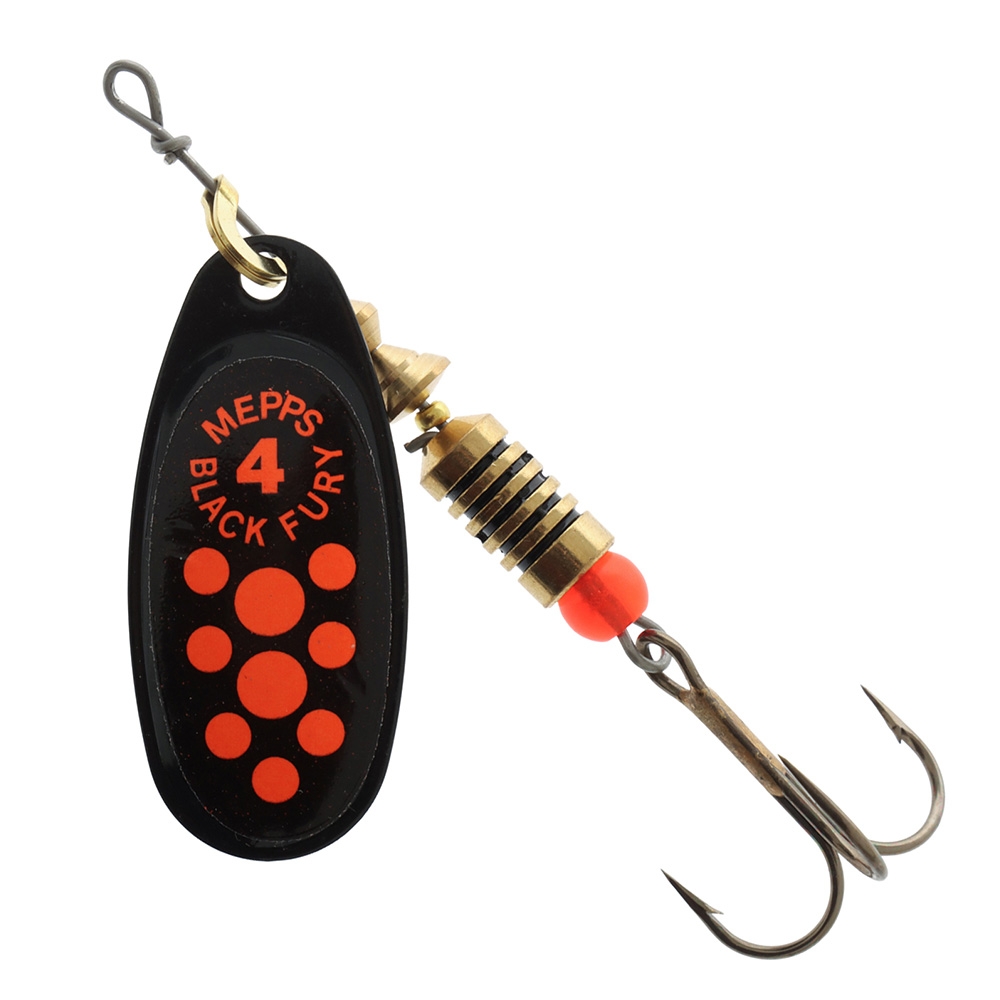 Mepps Black Fury Spinner Lure #4 9g Orange Dot