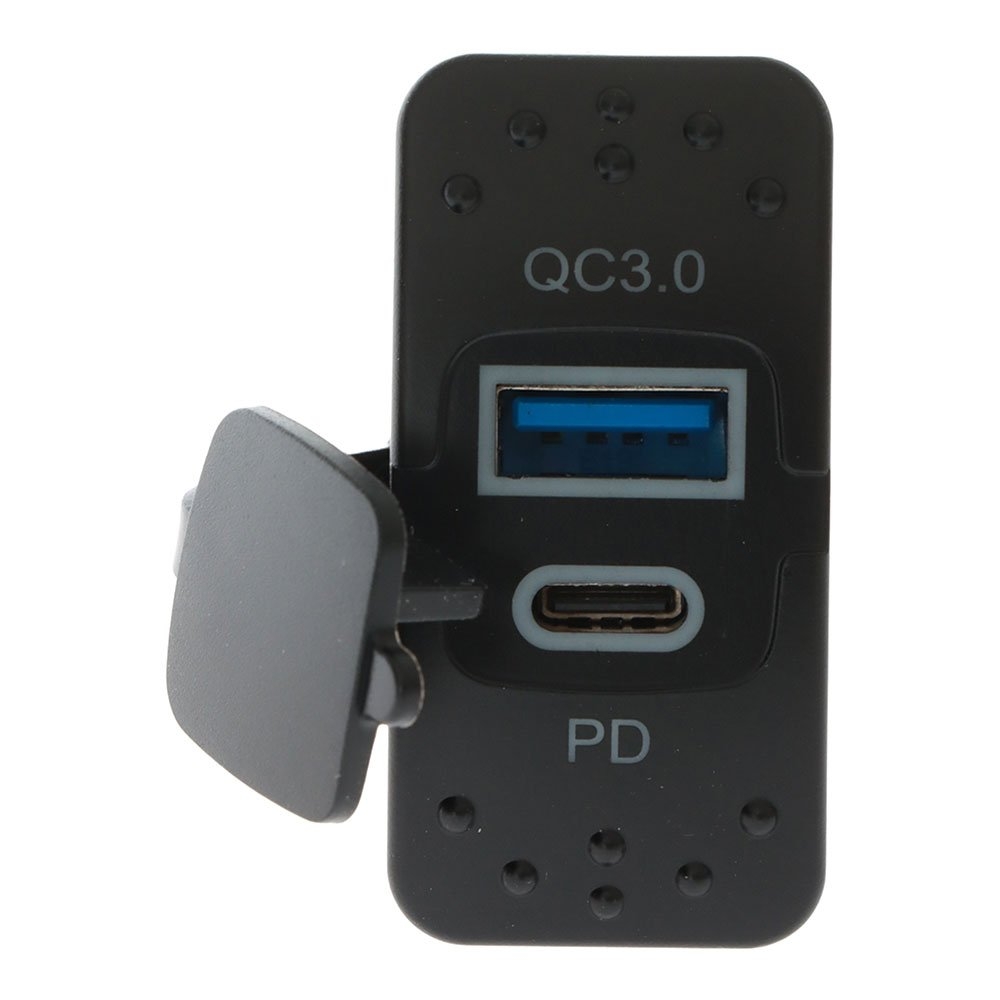 Dual USB-A & USB-C Rocker Switch Charger 12/24V - Fast Charge