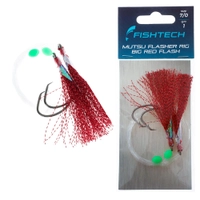 Fishtech 2-Hook Mutsu Flasher Rig Red N Ready Size 7/0 Thumbnail Fishtech 2-Hook Mutsu Flasher Rig Red N Ready Size 7/0