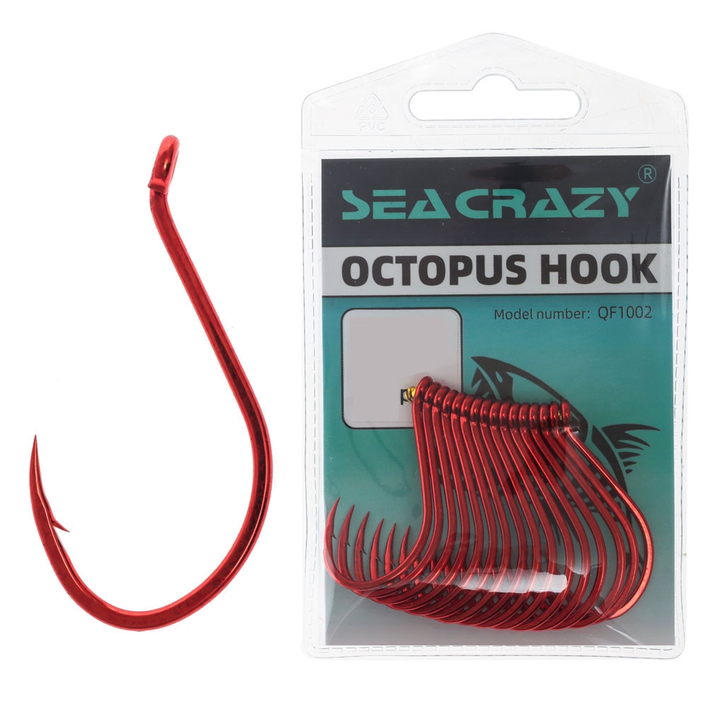 Seacrazy High Carbon Red Octopus Hooks Bulk Pack 8/0 Qty 8