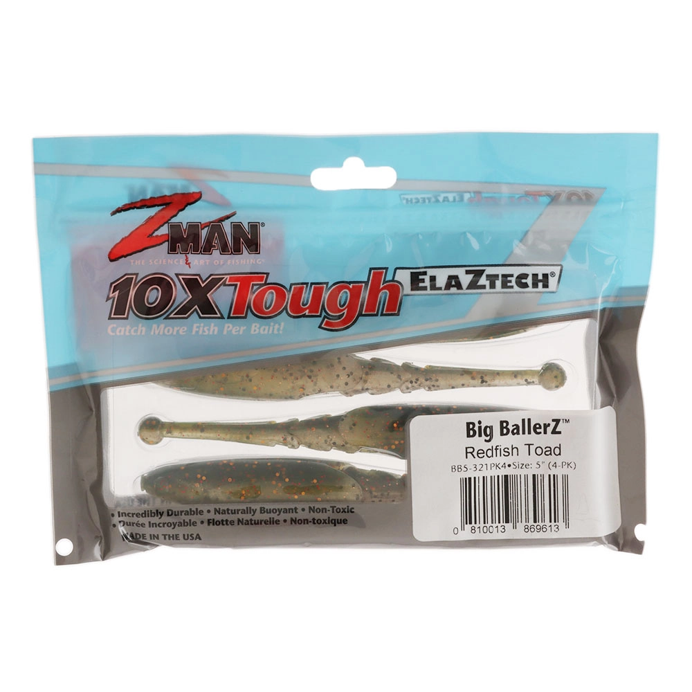 Z-Man Big BallerZ Soft Bait 5in Qty 4 Redfish Toad - Packs - Soft Bait ...