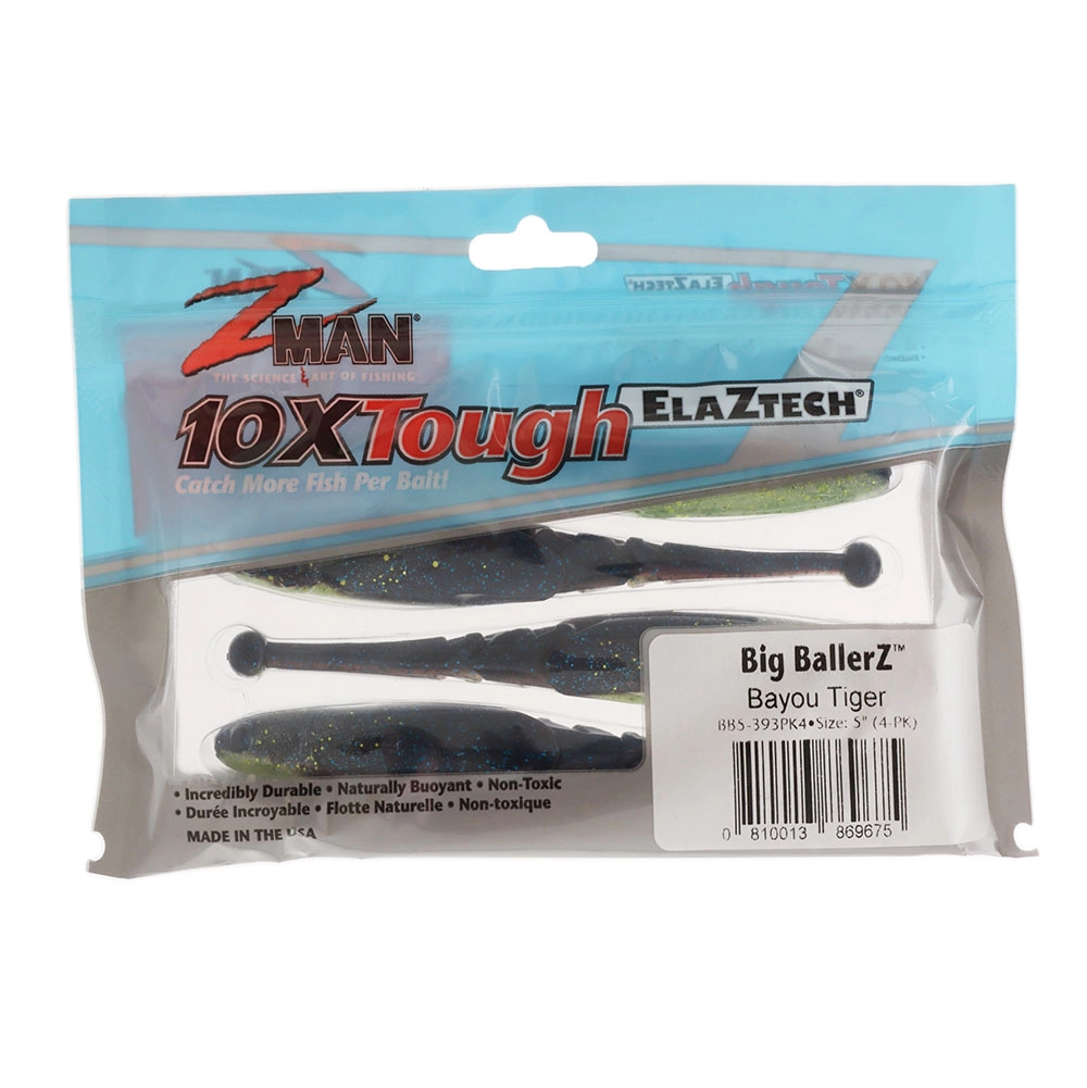Z-Man Big BallerZ Soft Bait 5in Qty 4 Bayou Tiger - Packs - Soft Bait ...