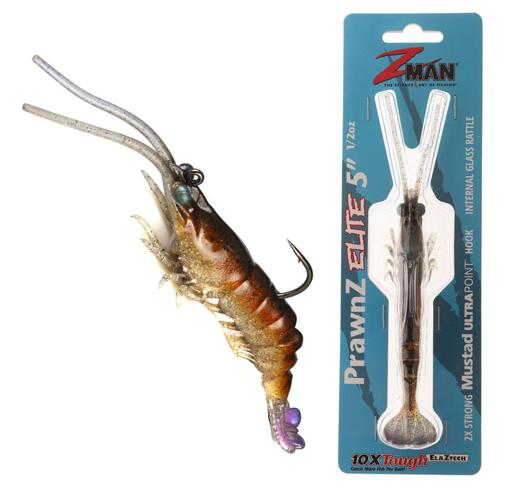 Z-Man PrawnZ Elite Soft Bait 5in Brown Prawn