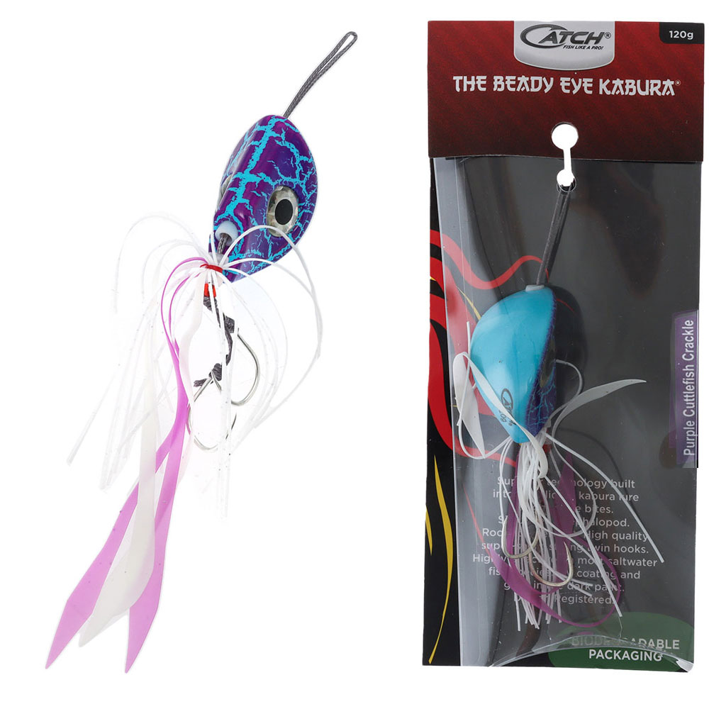 Catch Beady Eye Kabura UV and Glow Jig 120g Purple Cuttlefish Crackle
