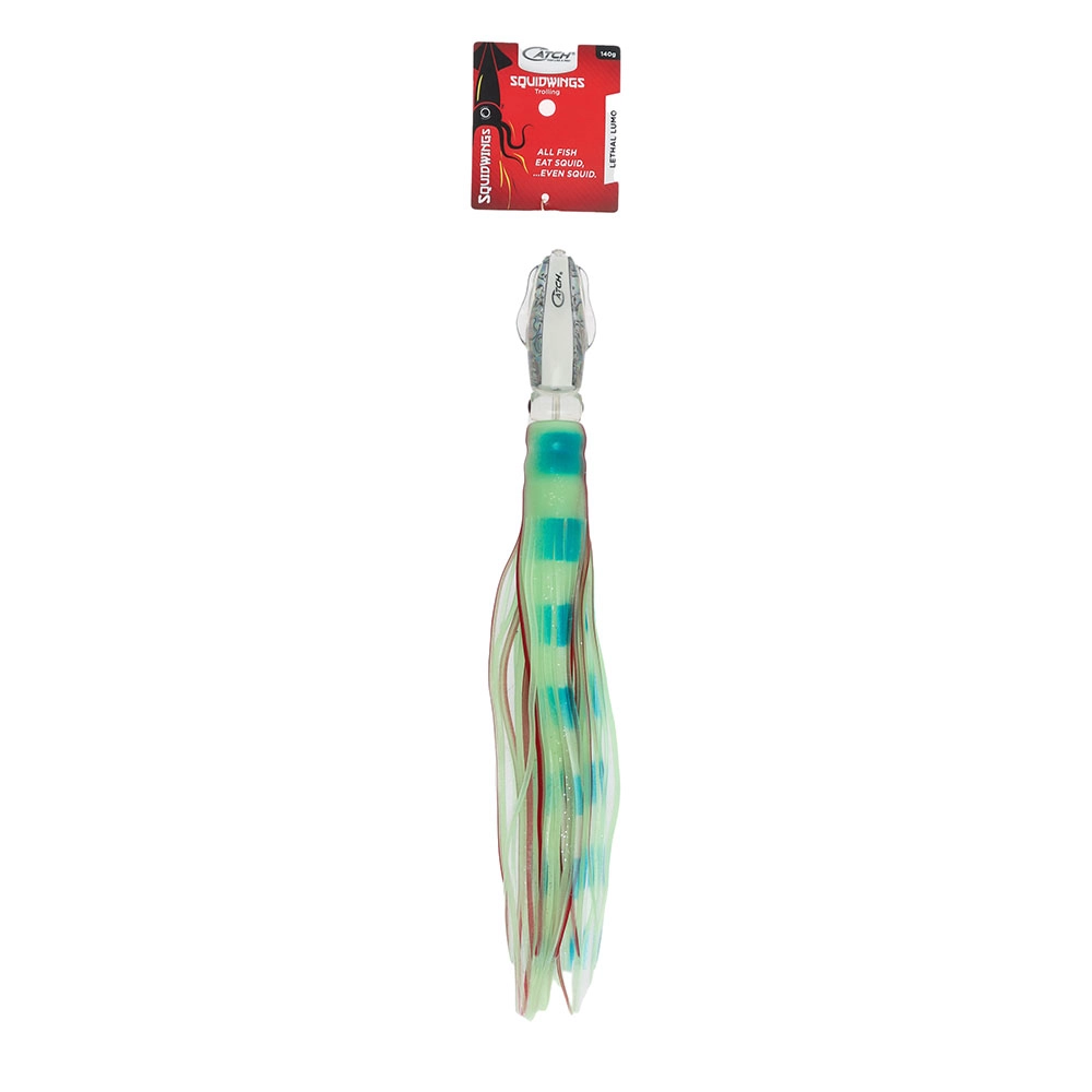 Catch Squidwings Trolling Lure 150mm Lethal Lumo Catch Squidwings Trolling Lure 150mm Lethal Lumo