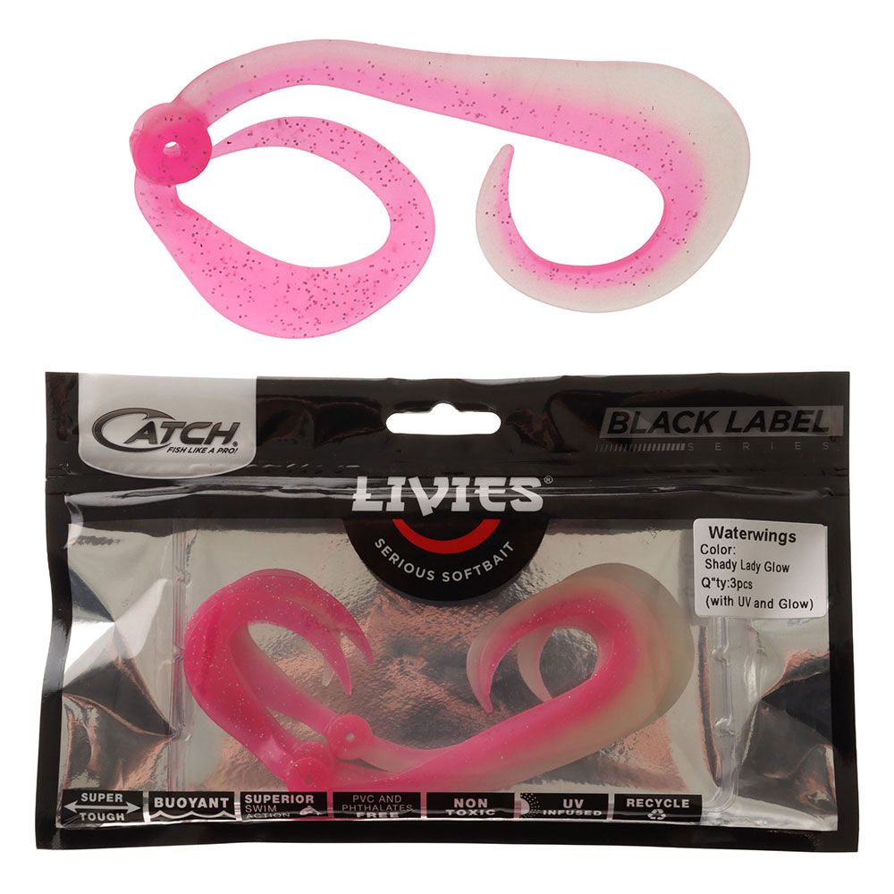 Catch Black Label Livies Water Wings Soft Lure Tentacles Shady Lady Glow Qty 3