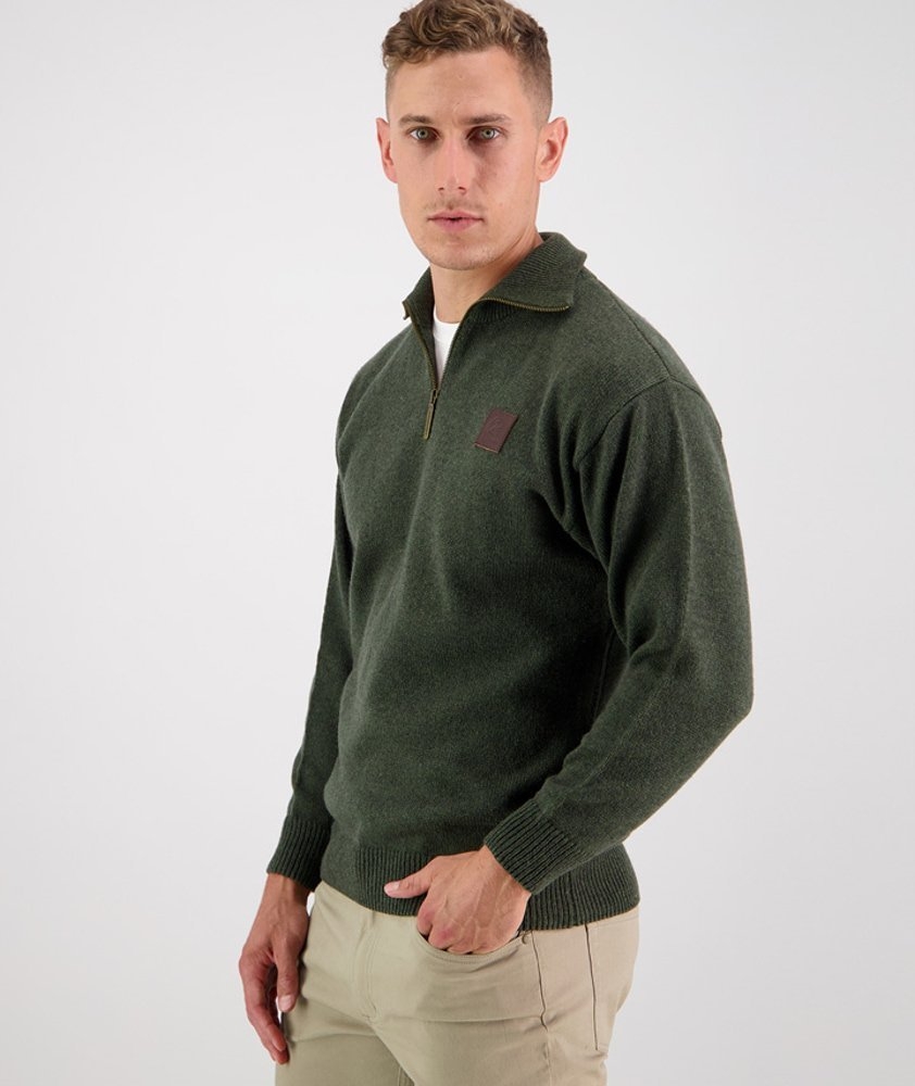 Swanndri Mens Mariner Wool Zip Neck Jersey
