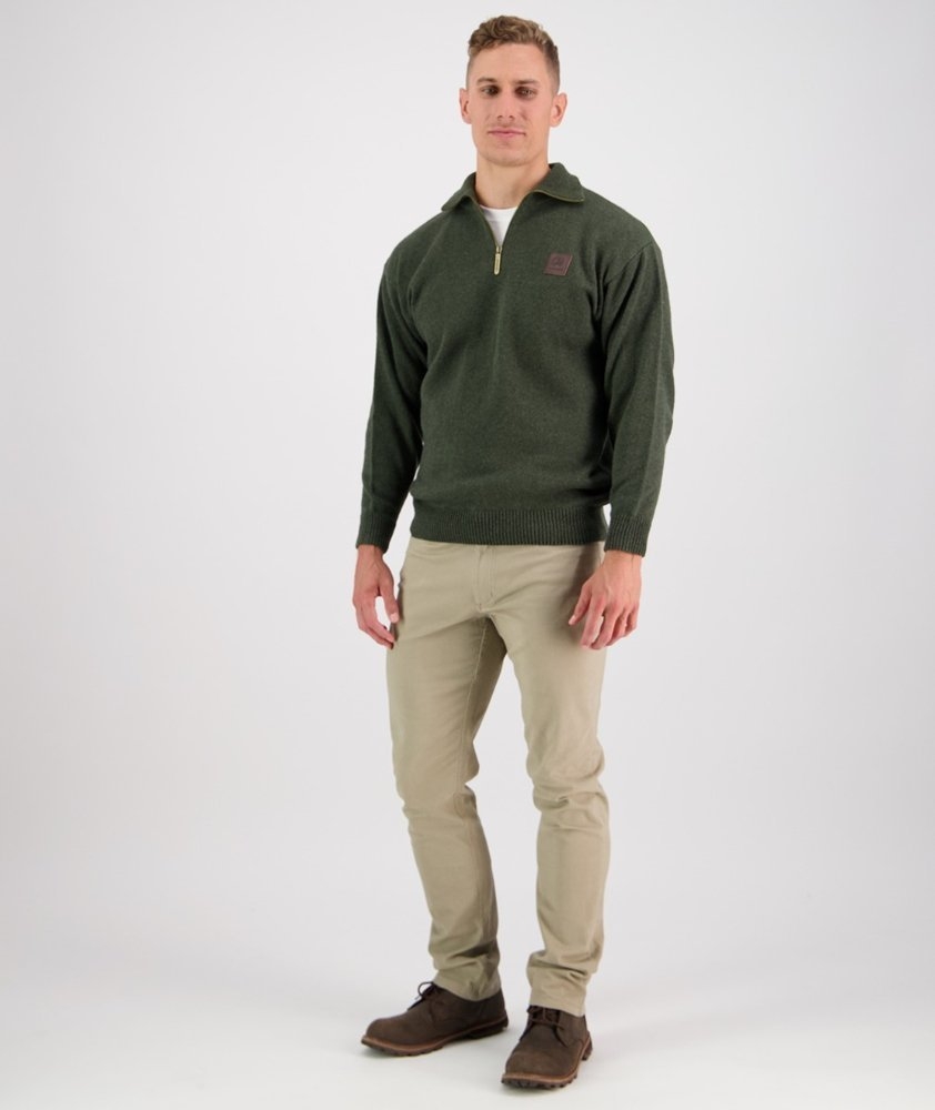 Swanndri Mens Mariner Wool Zip Neck Jersey