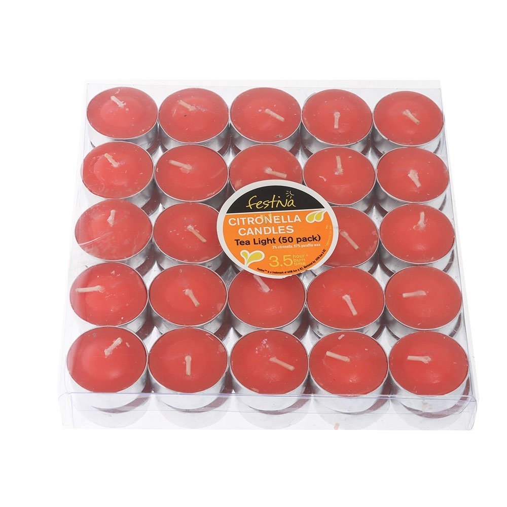 Campmaster Festiva Citronella Tea Light Candles 38x15mm Qty 50