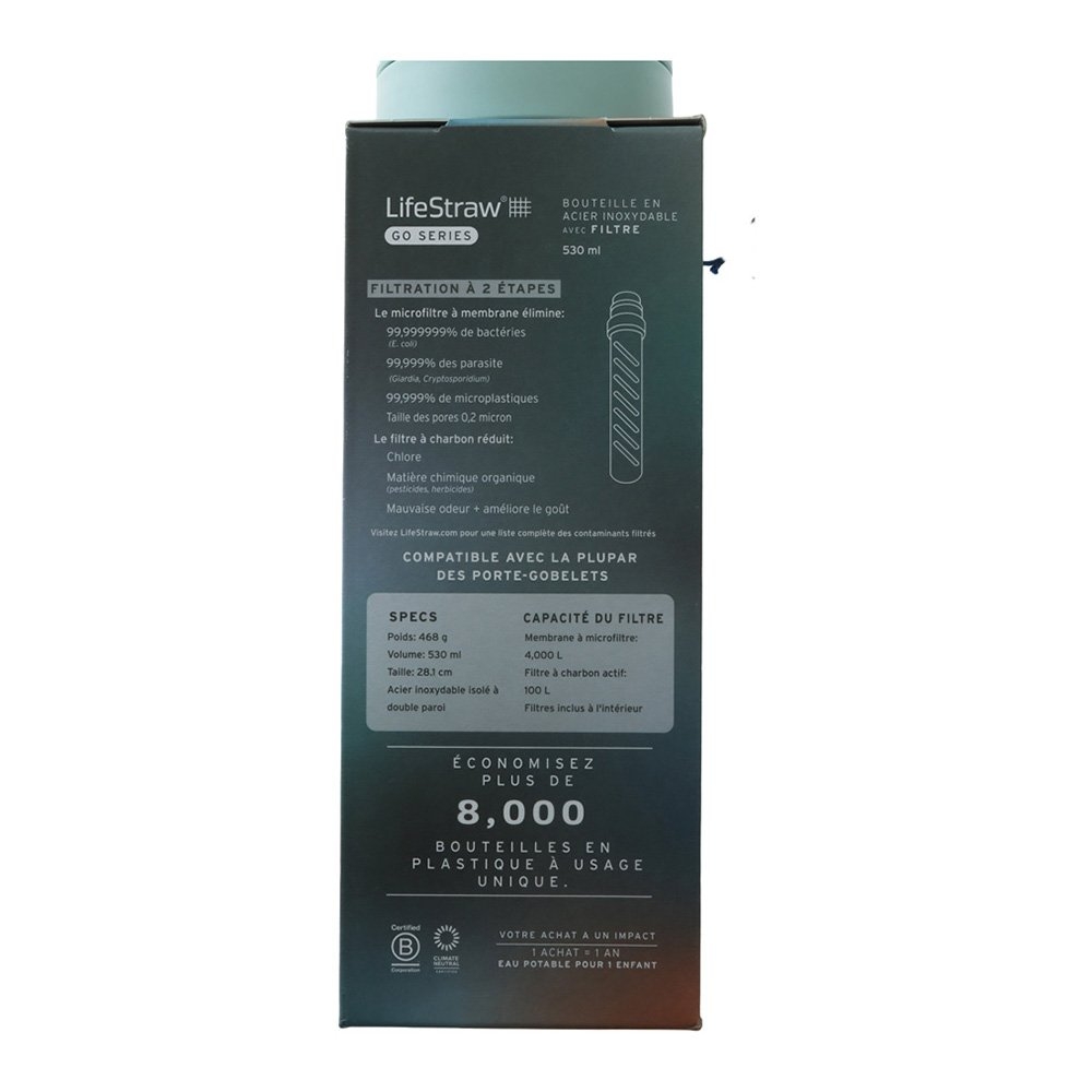 LifeStraw Go Series Insulated Stainless Steel Water Filter Bottle 500ml