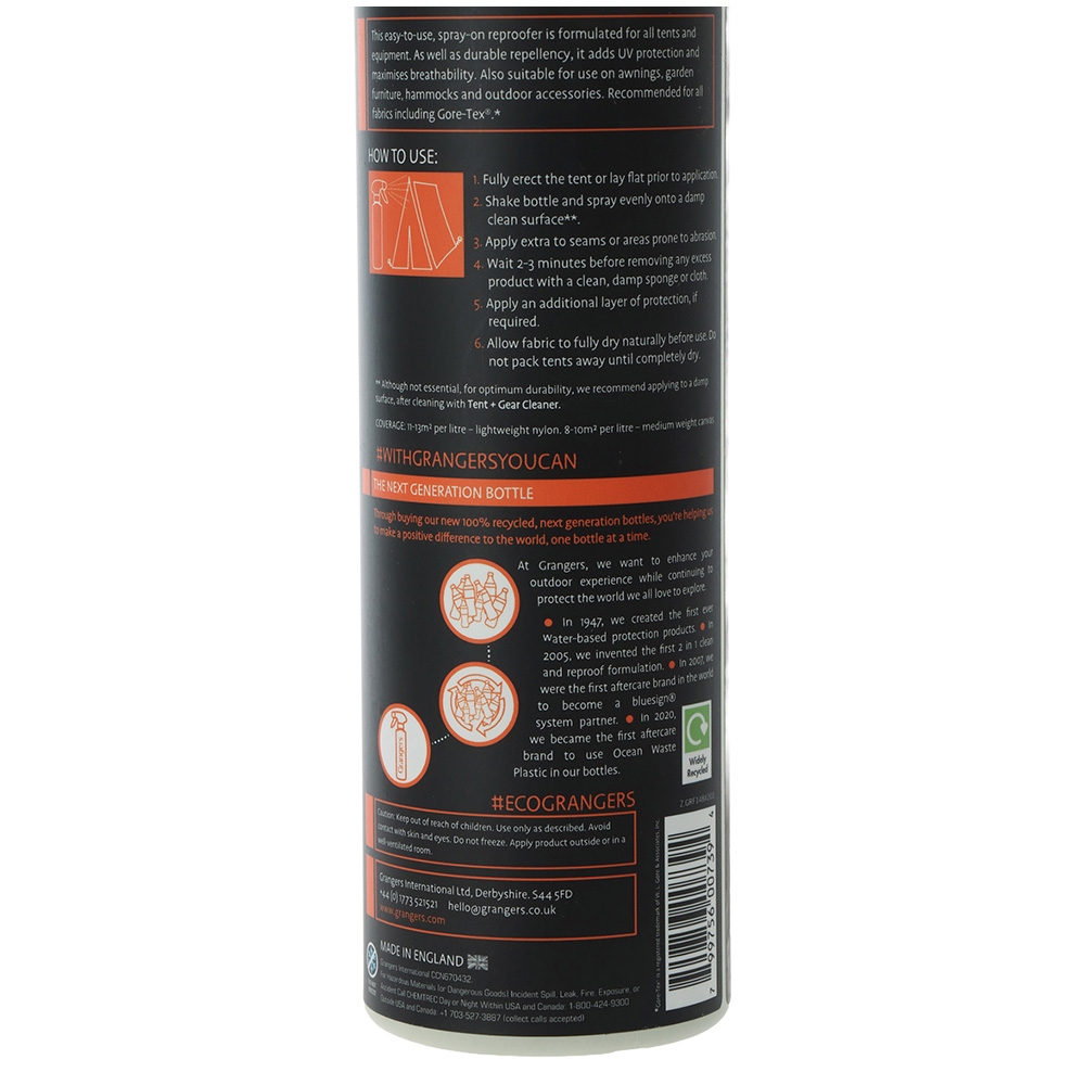 Grangers Tent and Gear UV Repel Waterproofing Spray 500ml