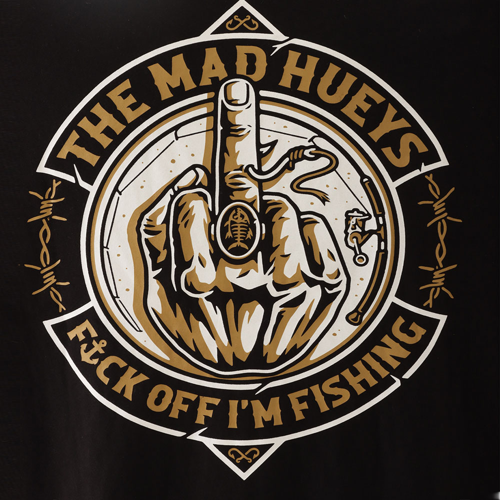 The Mad Hueys Fk Off Fish On Mens T-Shirt Black S