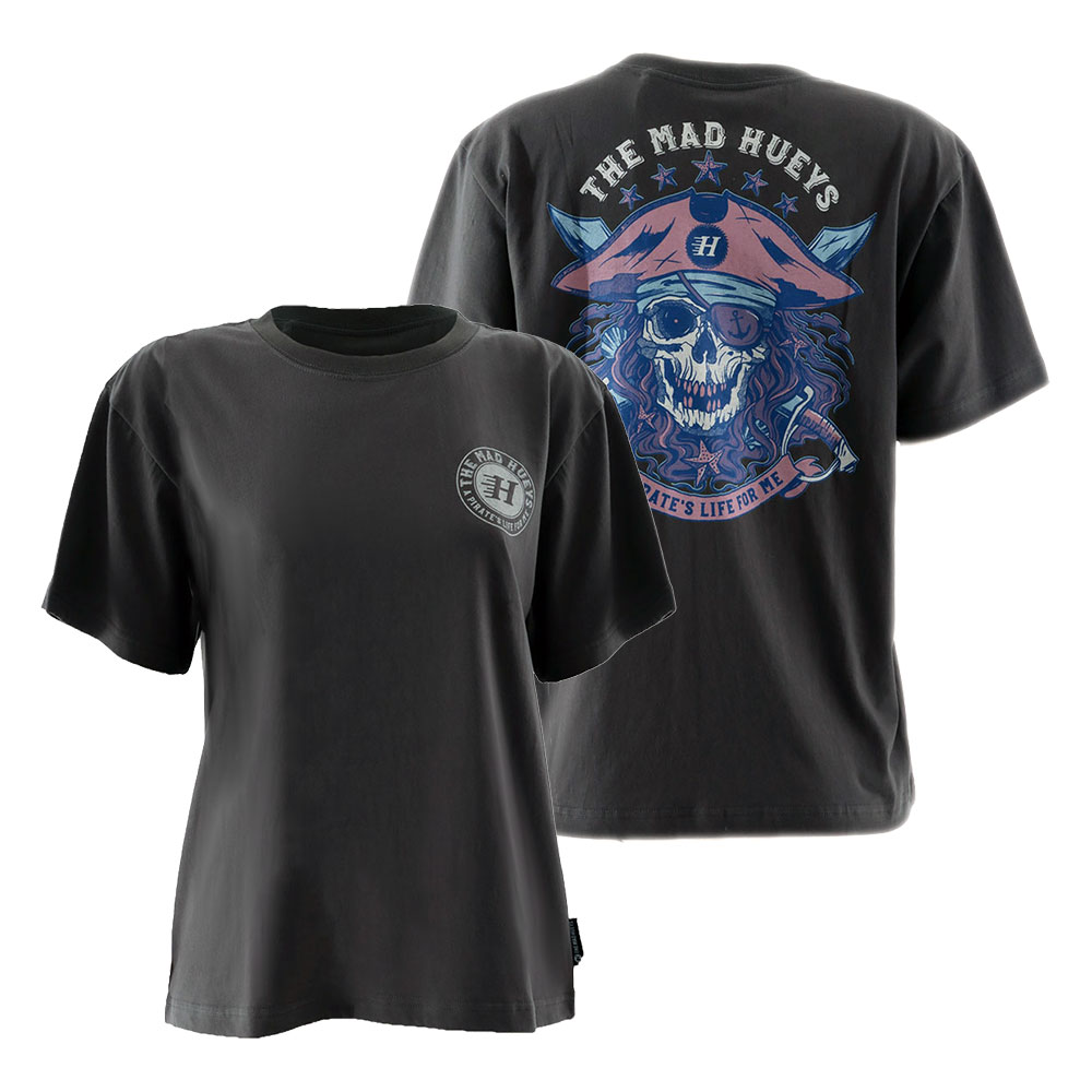 The Mad Hueys Star Pirates Life Womens T-Shirt Charcoal L