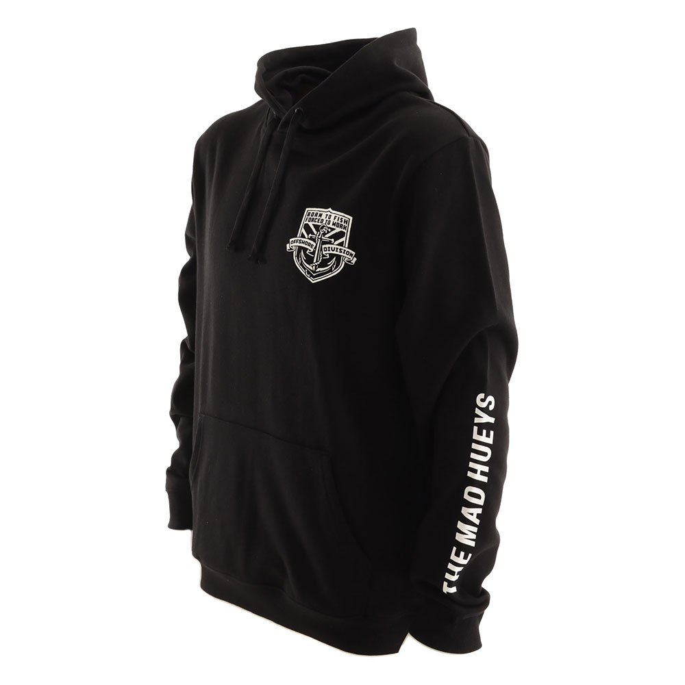 The Mad Hueys League Anchor Mens Pullover Fleece Hoodie Black XL