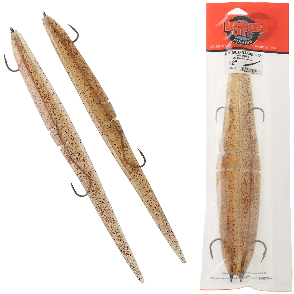 Lunker City Slug-Go Rigged Soft Bait 12in / 30cm Qty 2 Squid