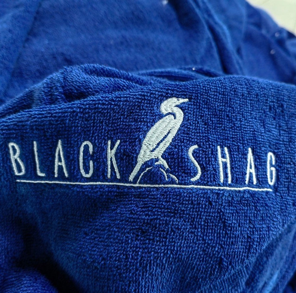 Black Shag Cotton Poncho / Towel Electric Blue