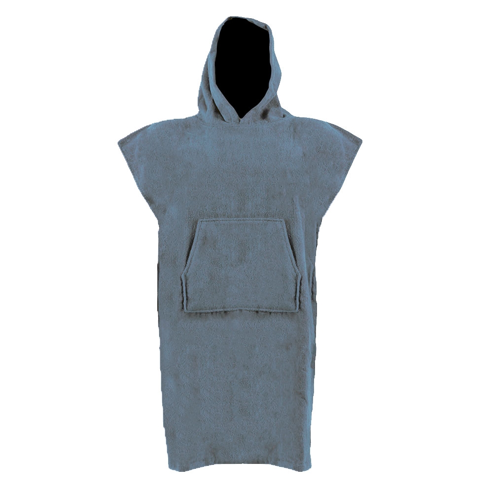 Black Shag Cotton Poncho / Towel Slate Blue