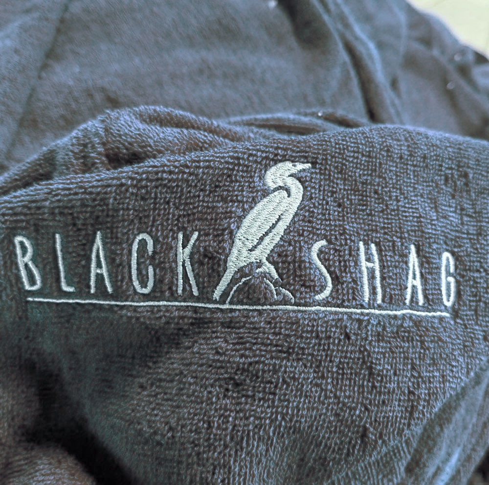 Black Shag Cotton Poncho / Towel Slate Blue