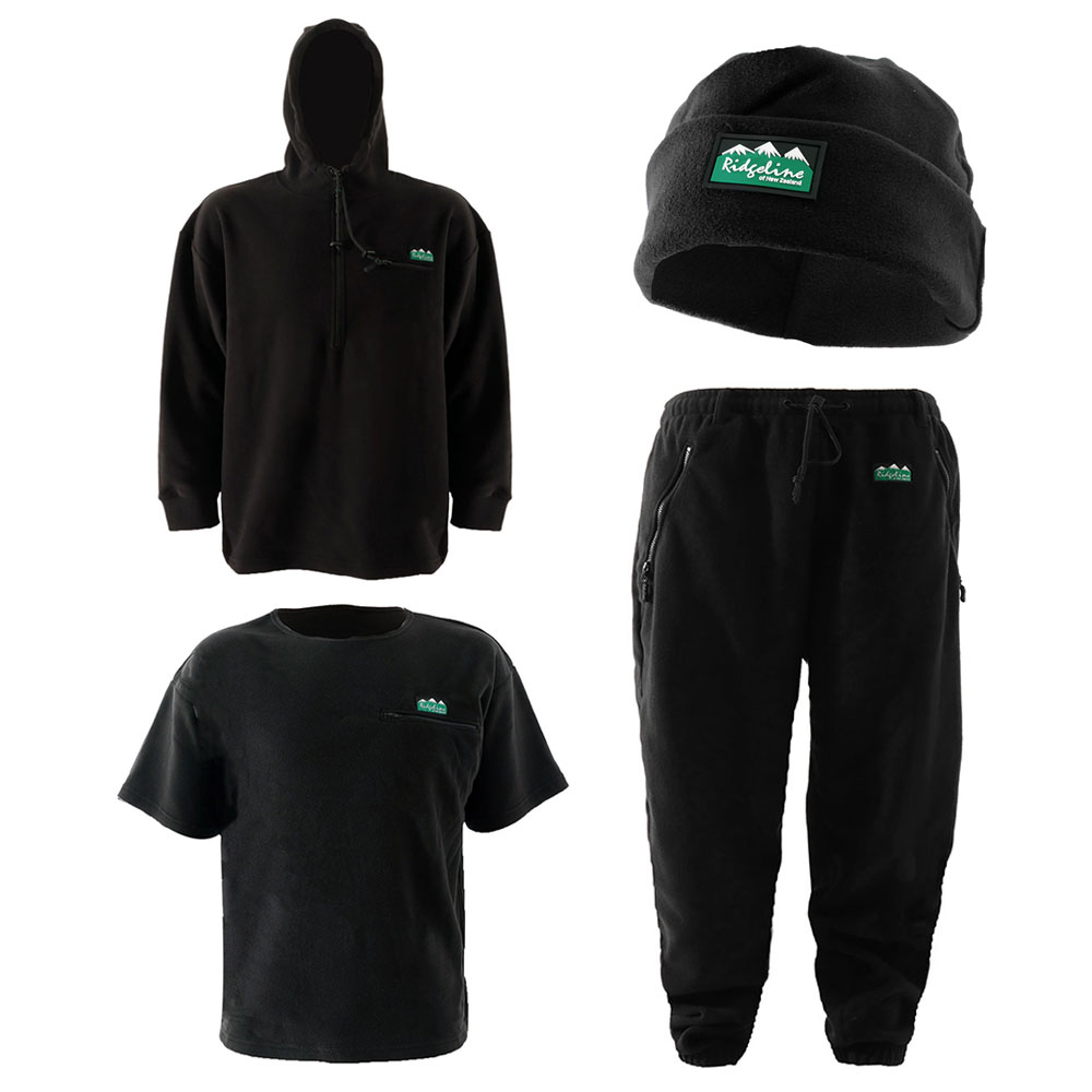 Ridgeline Mens Heritage 4-Piece Fleece Clothing Pack Black 3XL