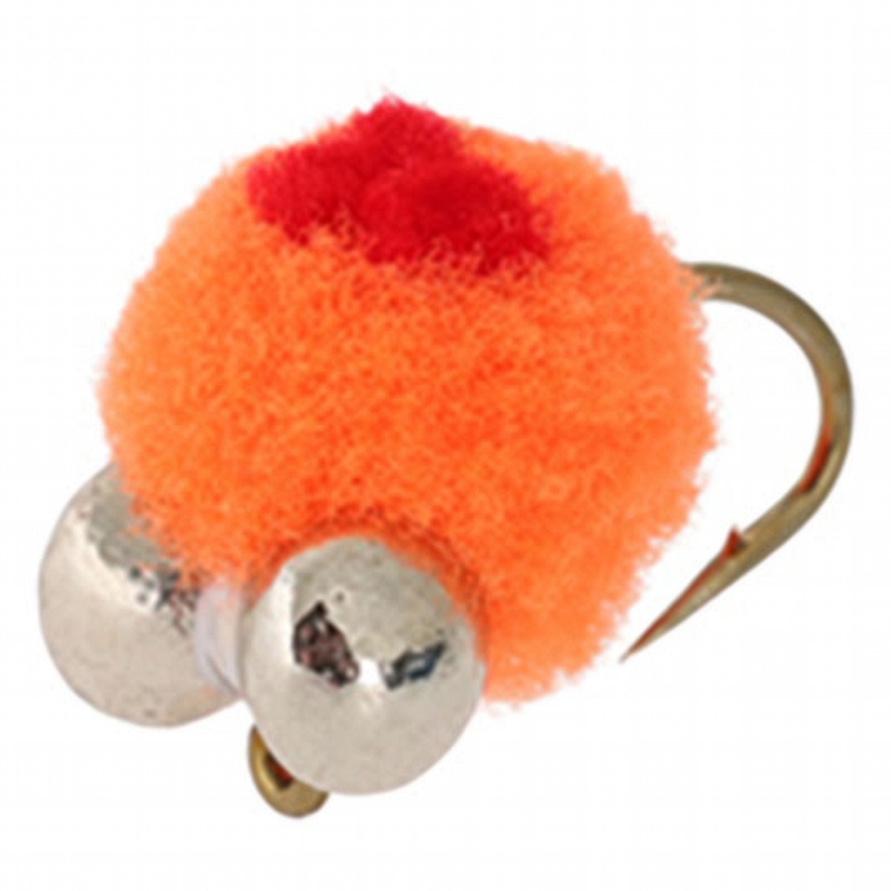 Feather Merchants Glo Bug Egg Fly with Lead Eye Orange Red Dot #10