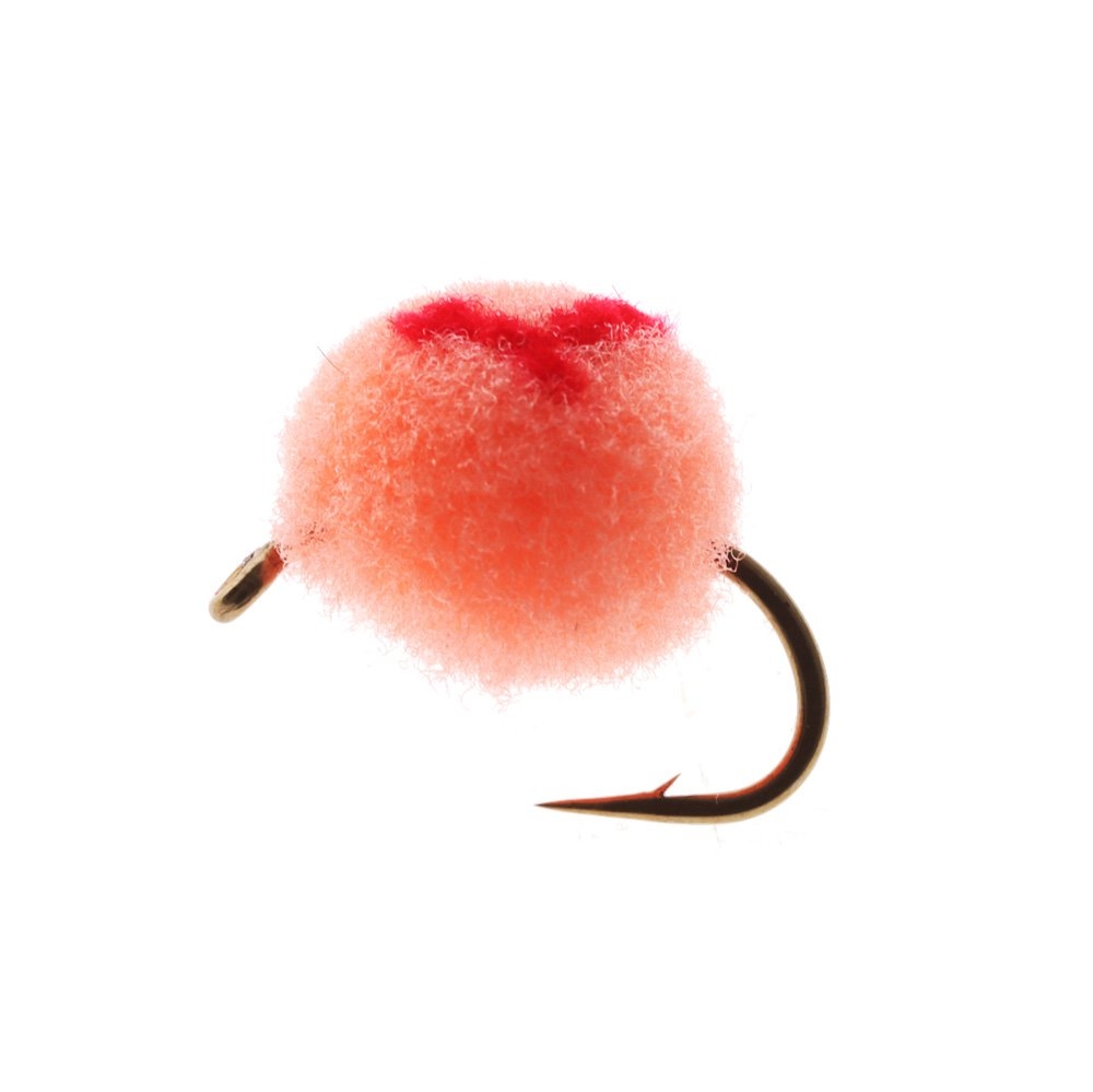 Feather Merchants Glo Bug Egg Fly Peach/Red Dot #10