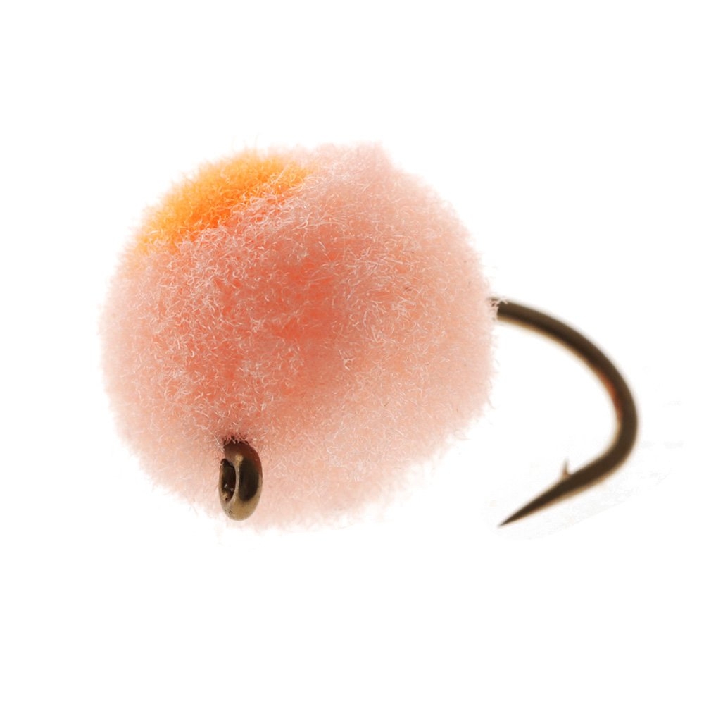 Feather Merchants Glo Bug Egg Fly Pink Champagne/Fluoro Orange Dot #12