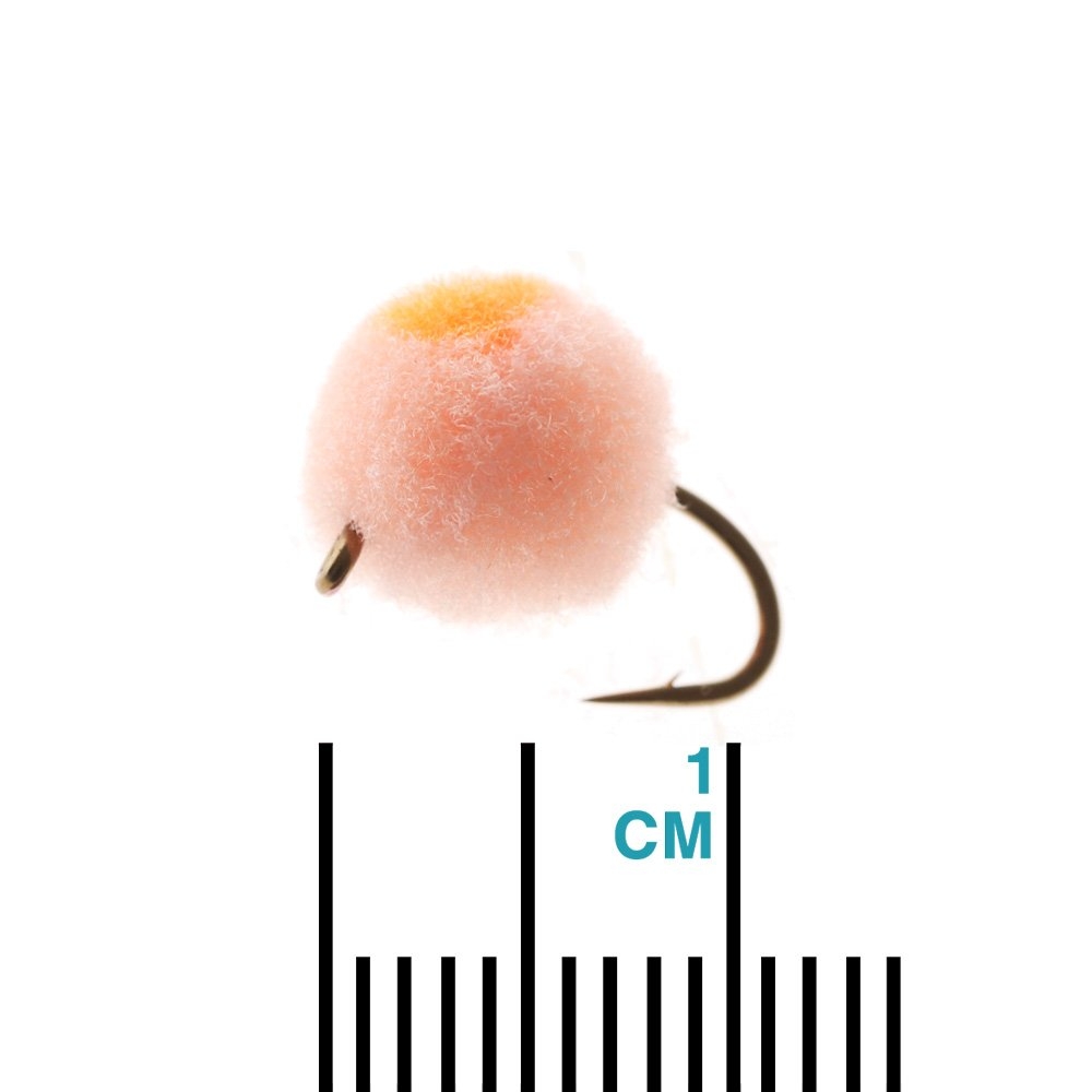 Feather Merchants Glo Bug Egg Fly Pink Champagne/Fluoro Orange Dot #12