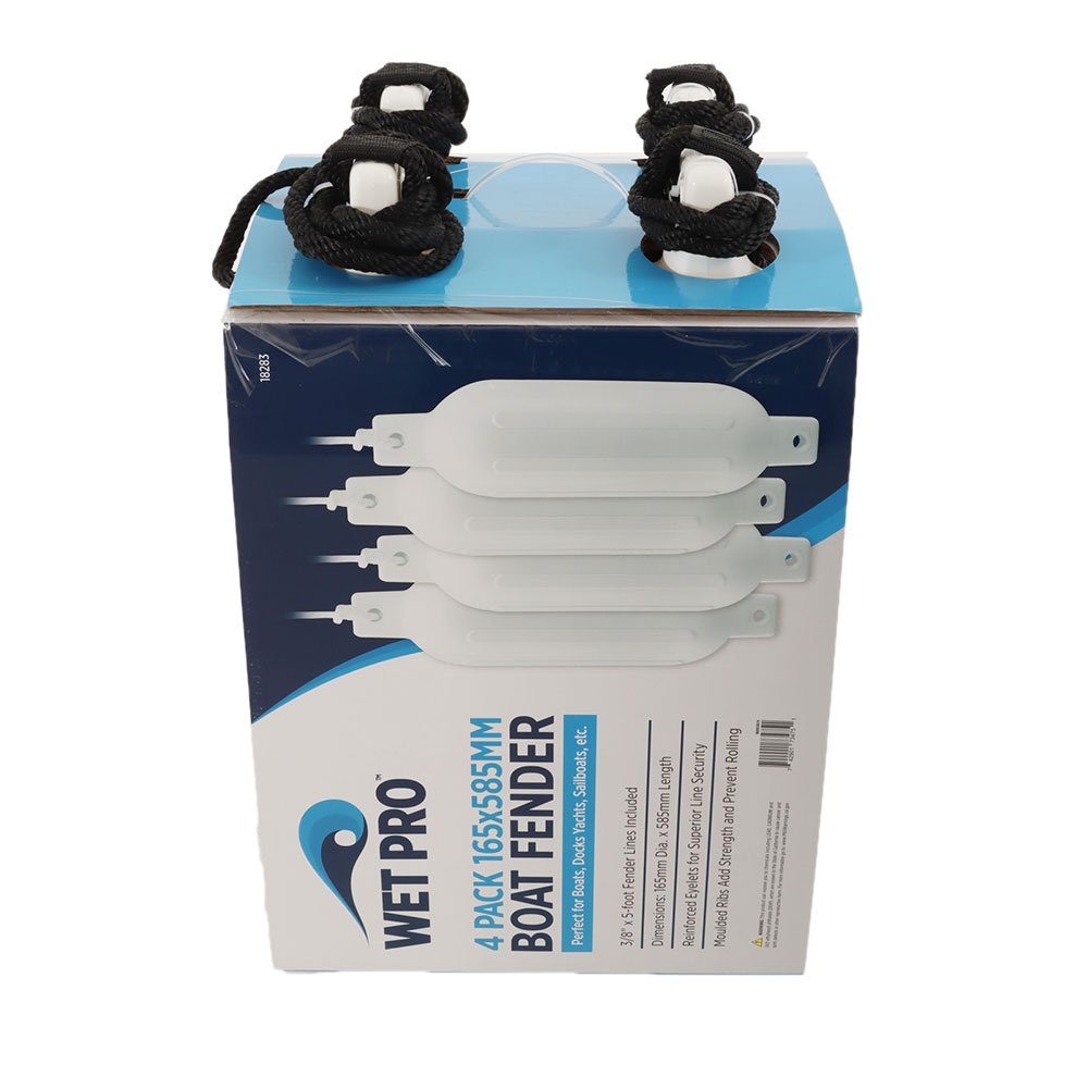 Wet Pro Heavy Duty Cylindrical Ribbed Boat Fender 4 Pack