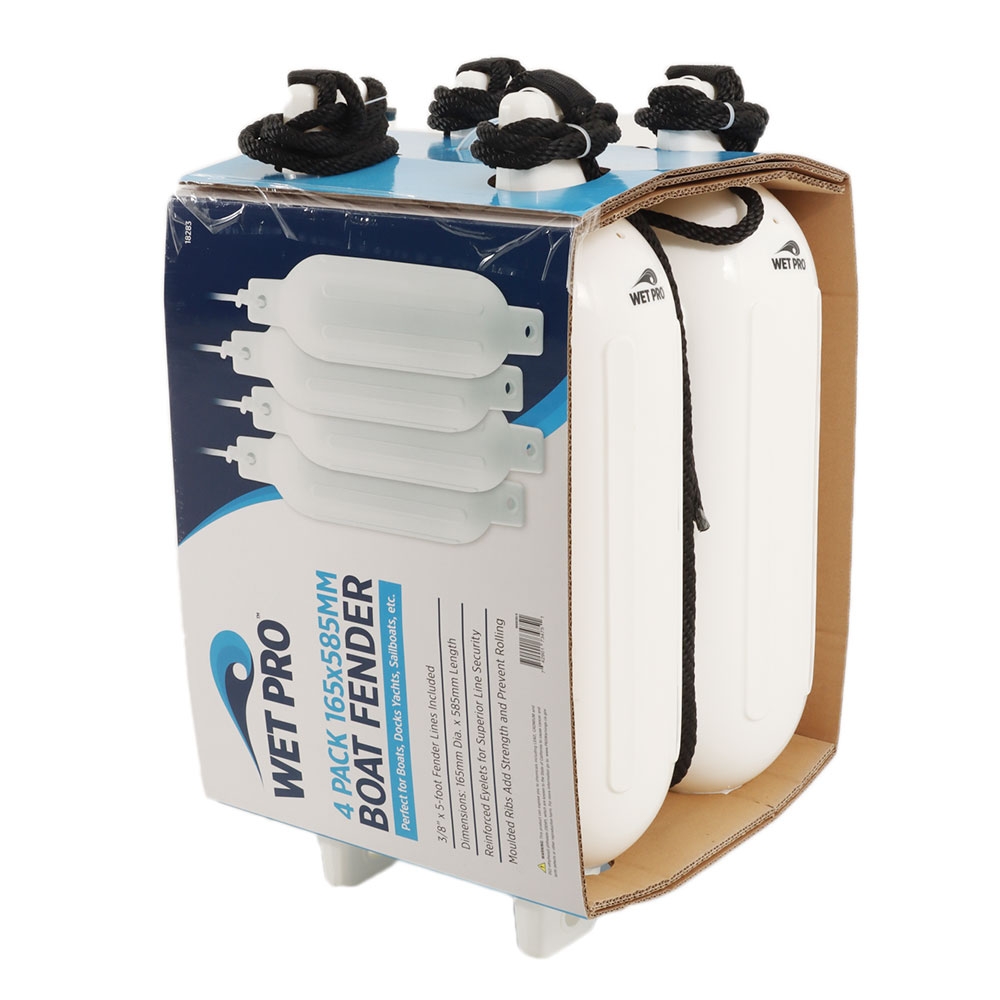 Wet Pro Heavy Duty Cylindrical Ribbed Boat Fender 4 Pack