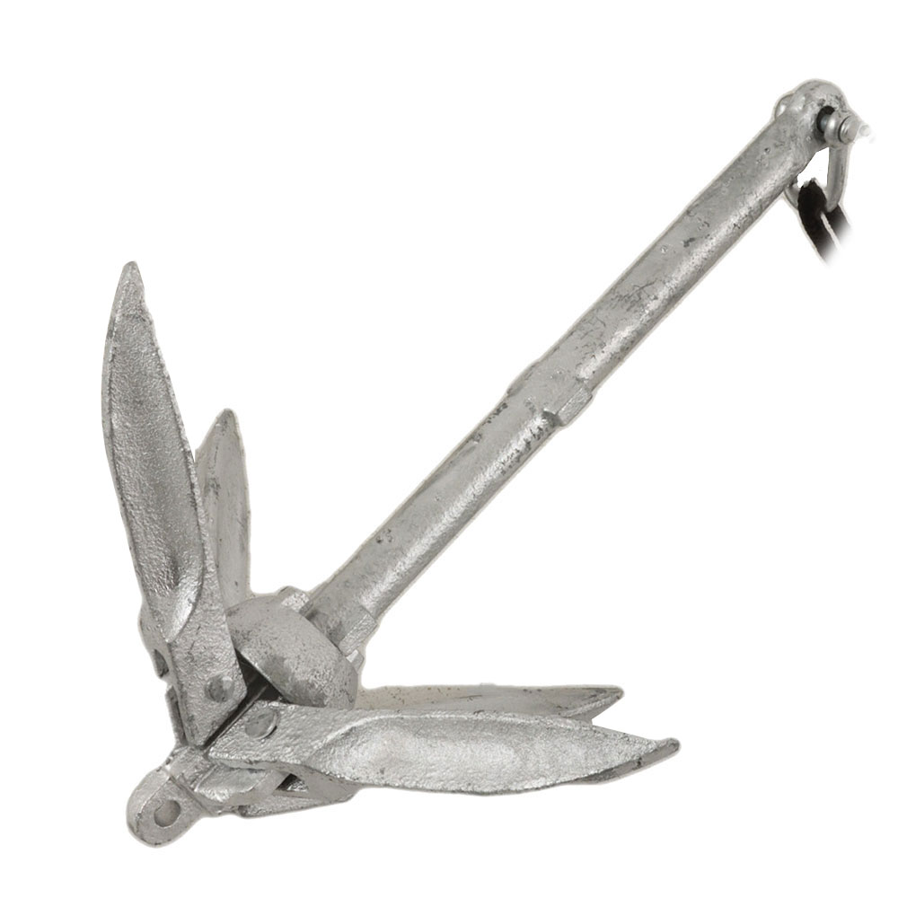 Galvanised Folding Grapnel Anchor with Rope Float and Bag