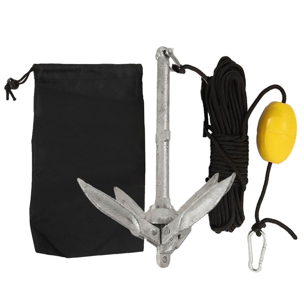 Galvanised Folding Grapnel Anchor with Rope Float and Bag 3.5kg