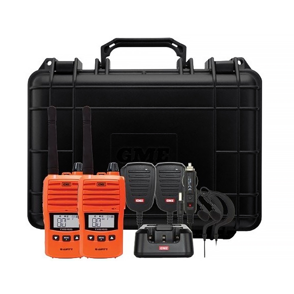 GME TX6165OTP Handheld UHF CB Radio 5/1W Twin Pack Blaze Orange