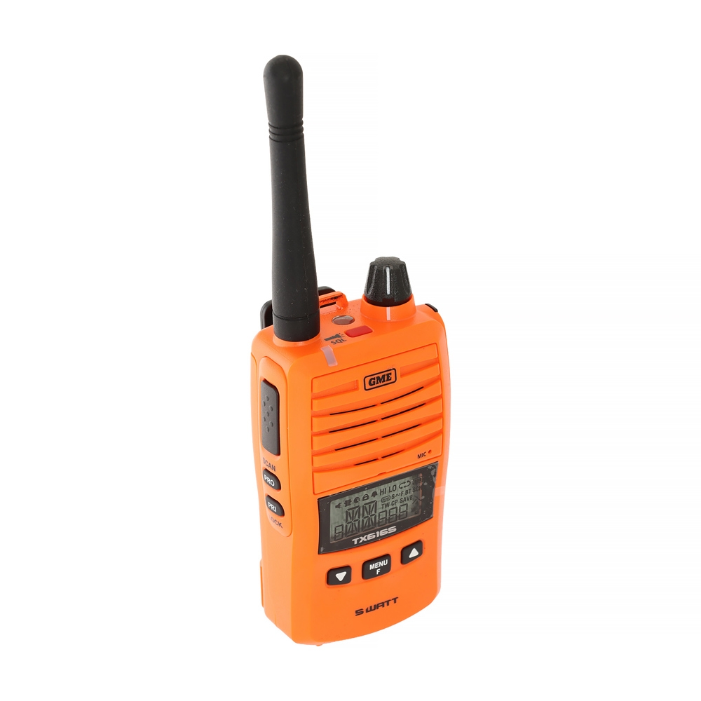 GME TX6165OTP Handheld UHF CB Radio 5/1W Twin Pack Blaze Orange