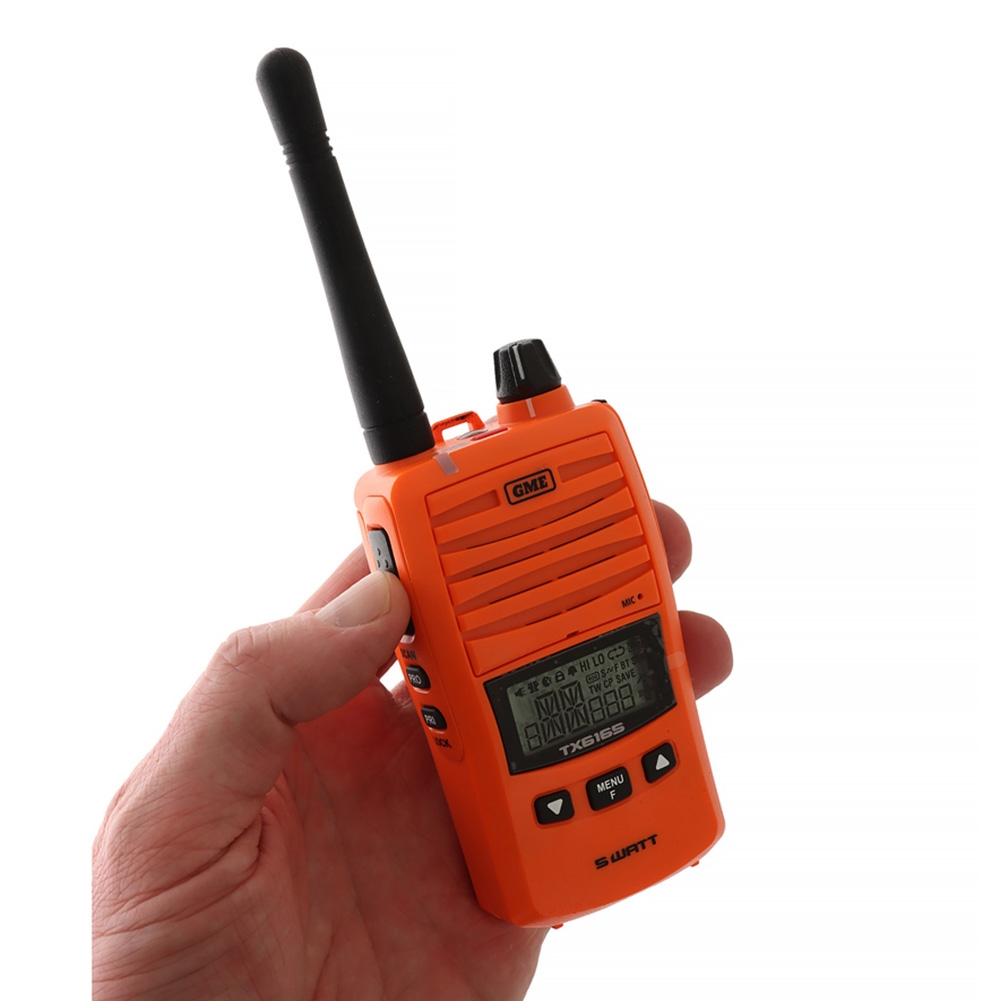 GME TX6165OTP Handheld UHF CB Radio 5/1W Twin Pack Blaze Orange