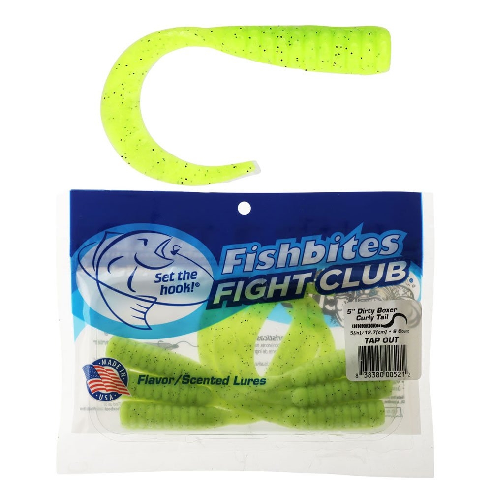 Fishbites Fight Club Dirty Boxer Curly Tail Soft Bait 12.7cm / 5in Tap Out Qty 6