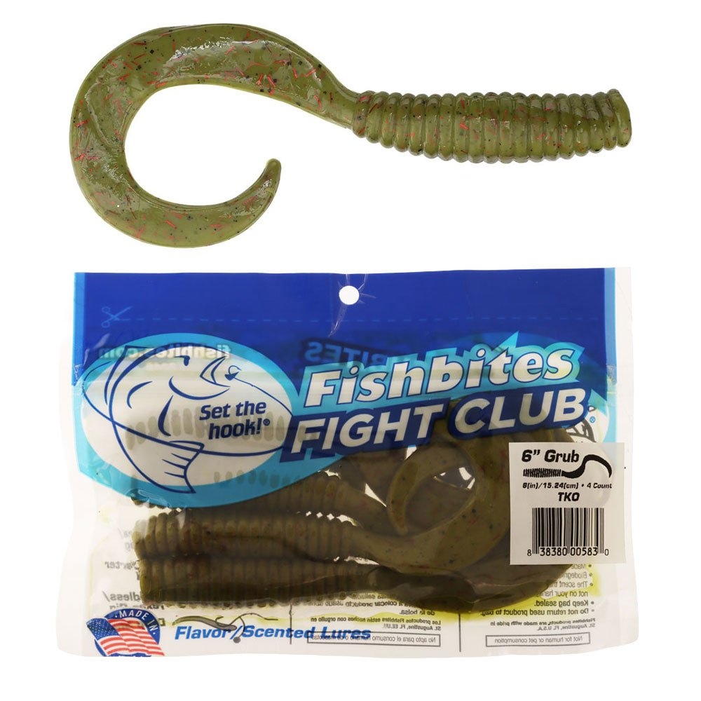 Fishbites Fight Club Grub Soft Bait 15.24cm / 6in TKO Qty 4