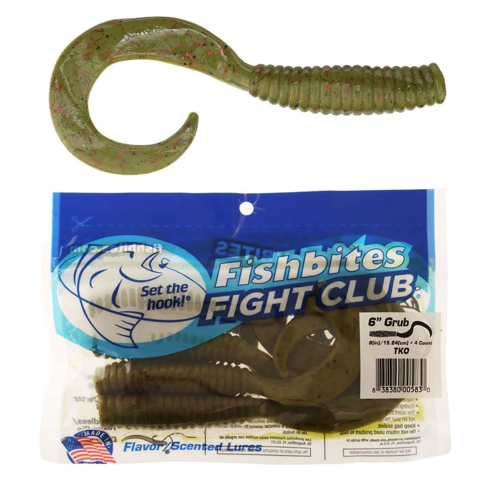 Fishbites Fight Club Grub Soft Bait 15.24cm / 6in TKO Qty 4 Fishbites Fight Club Grub Soft Bait 15.24cm / 6in TKO Qty 4