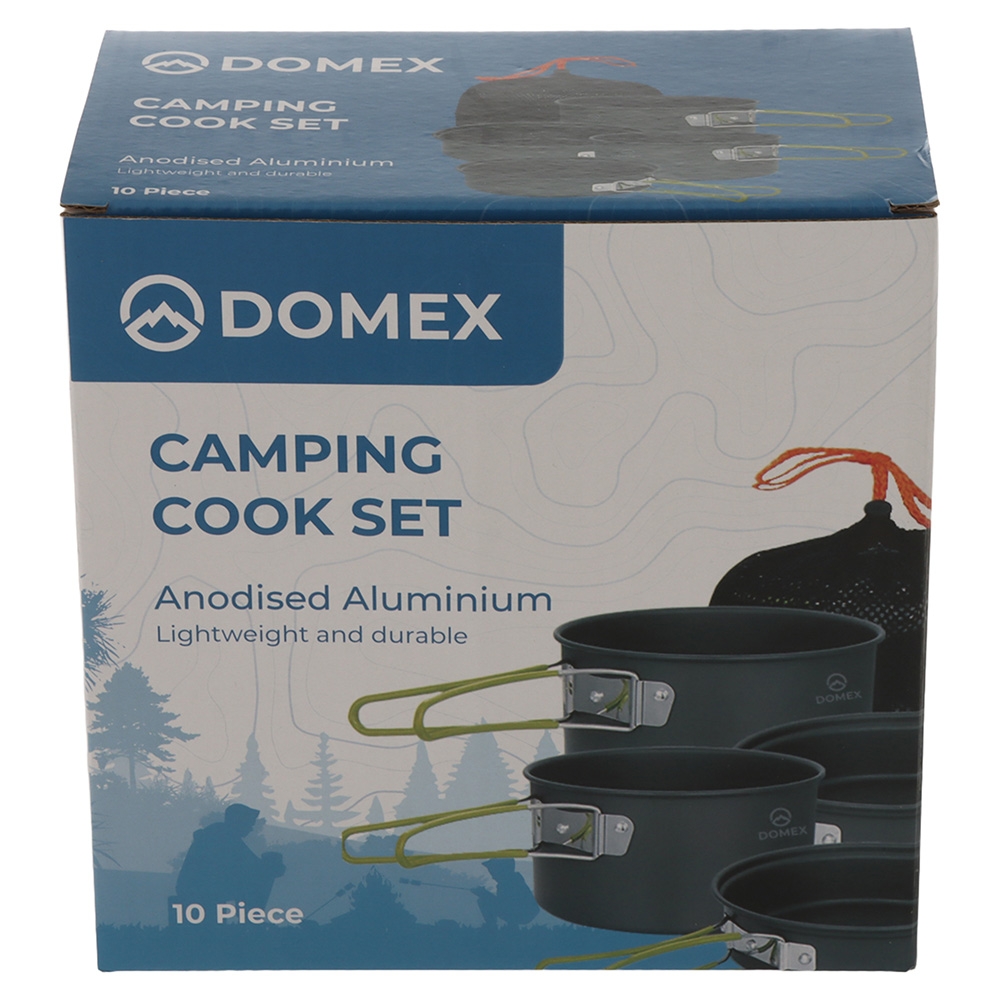 Domex Anodised 10-Piece Camping Cook Set