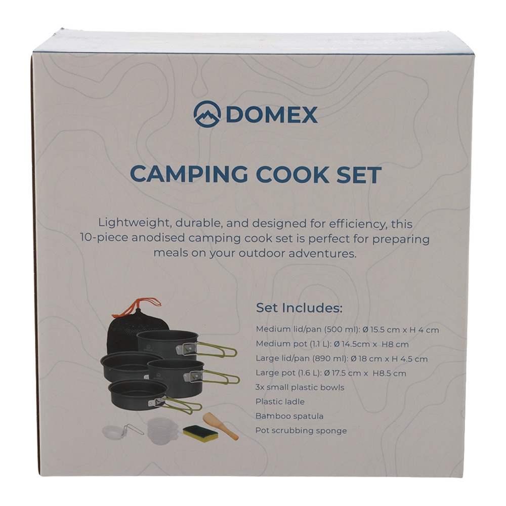 Domex Anodised 10-Piece Camping Cook Set