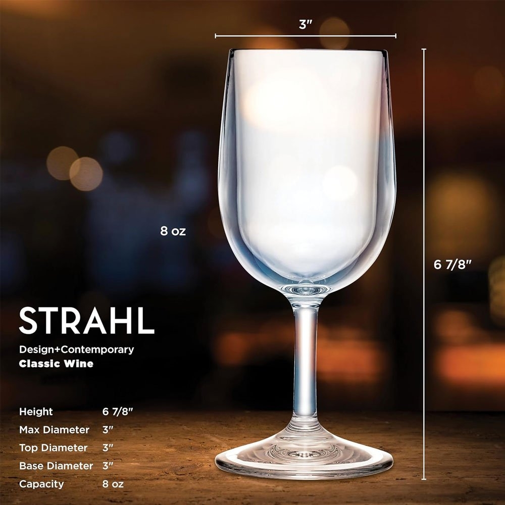 Strahl Design Shatterproof Polycarbonate Classic Wine Glass 4-Piece Gift Set 245ml
