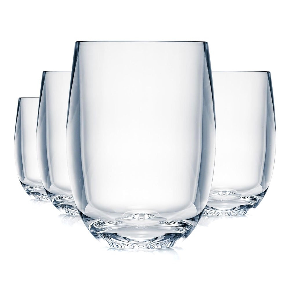 Strahl Design Shatterproof Polycarbonate Stemless Wine Glass 4-Piece Gift Set 384ml