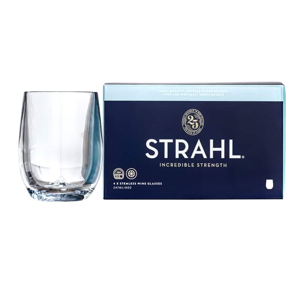 Strahl Design Shatterproof Polycarbonate Stemless Wine Glass 4-Piece Gift Set 384ml