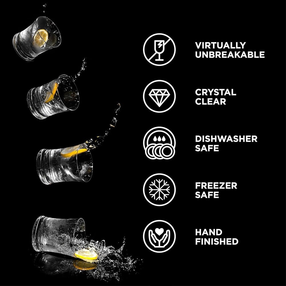 Strahl Design Shatterproof Polycarbonate Stemless Wine Glass 4-Piece Gift Set 384ml