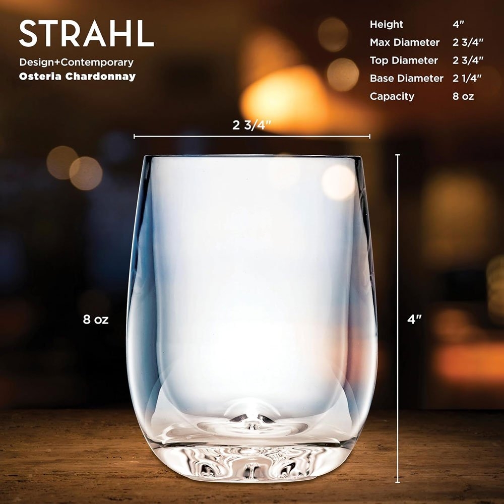 Strahl Design Shatterproof Polycarbonate Stemless Wine Glass 4-Piece Gift Set 247ml