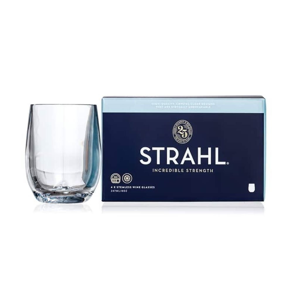 Strahl Design Shatterproof Polycarbonate Stemless Wine Glass 4-Piece Gift Set 247ml