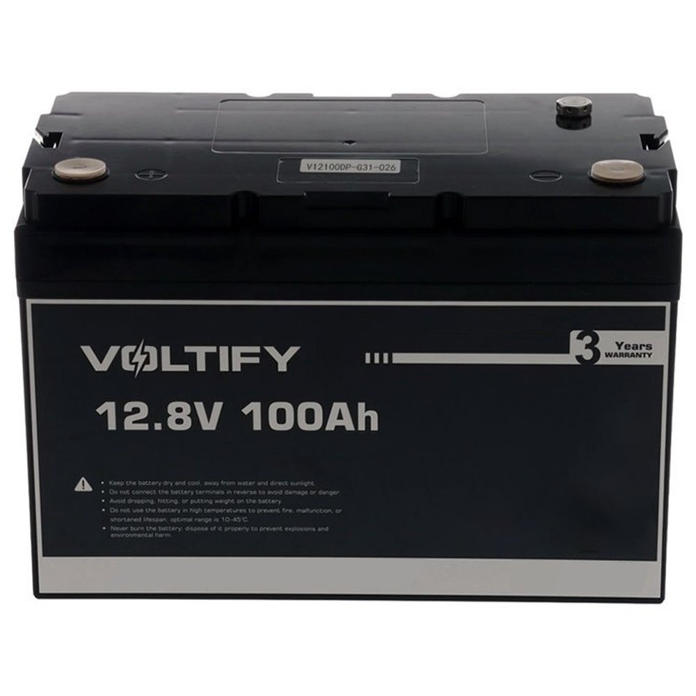 Voltify LiFePO4 Rechargeable Lithium Deep Cycle Battery 12V 100Ah with Bluetooth