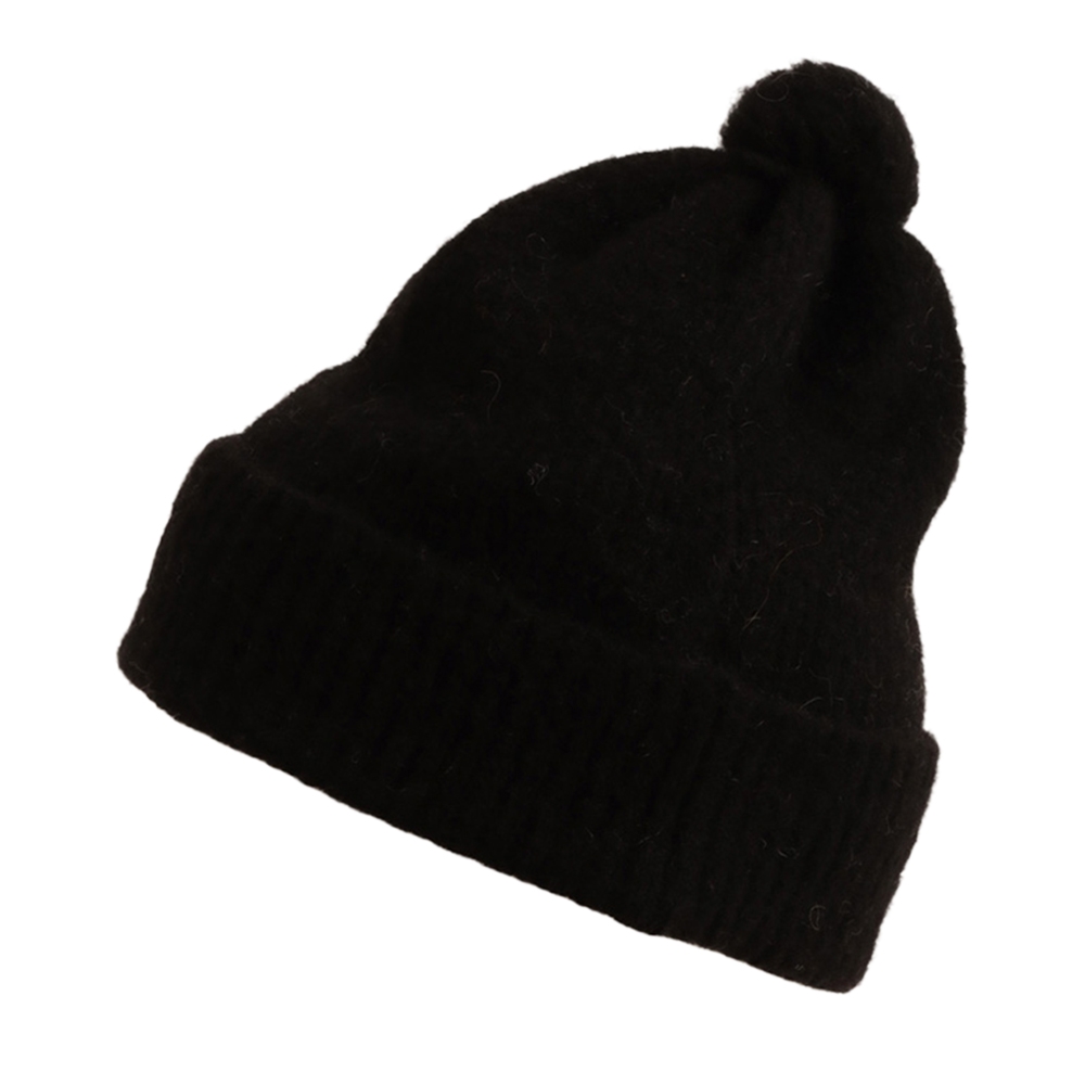 Swanndri Hutton Turn Up Bobble Beanie Black