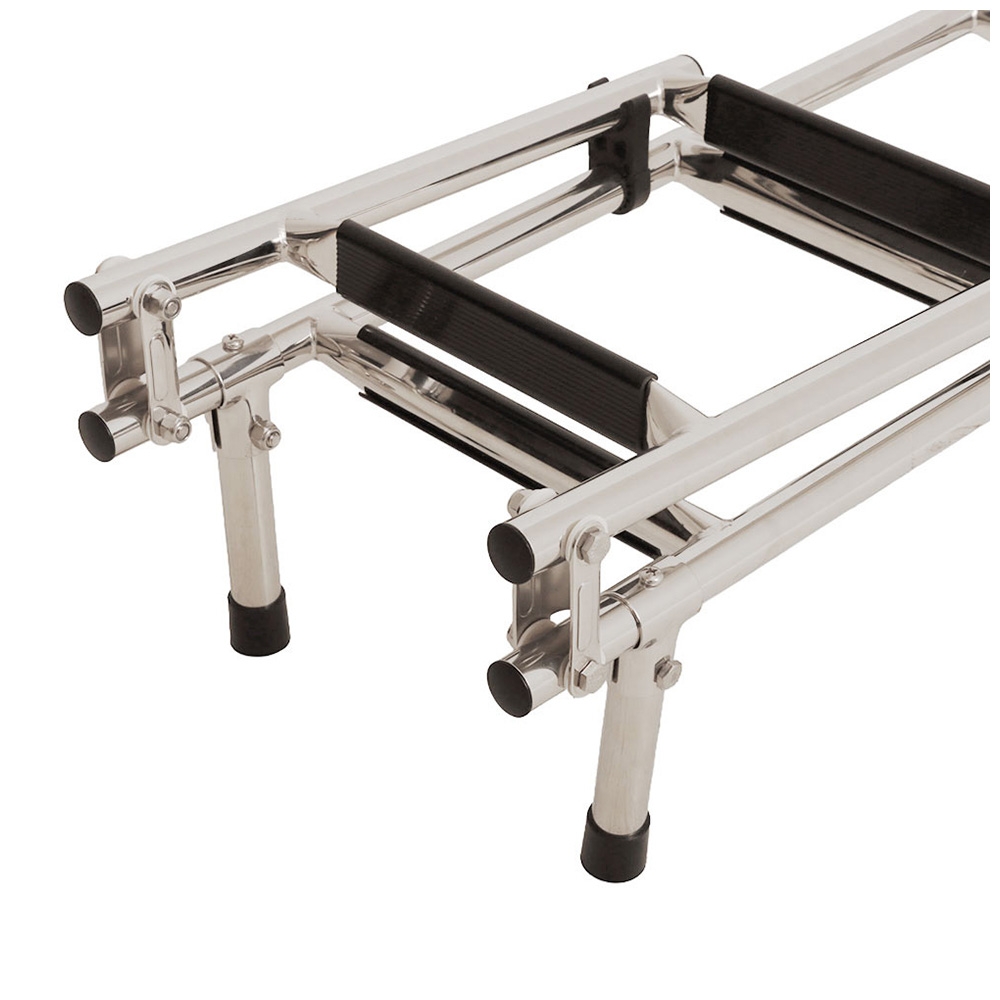 Long Base Stainless Steel 5-Step Ladder