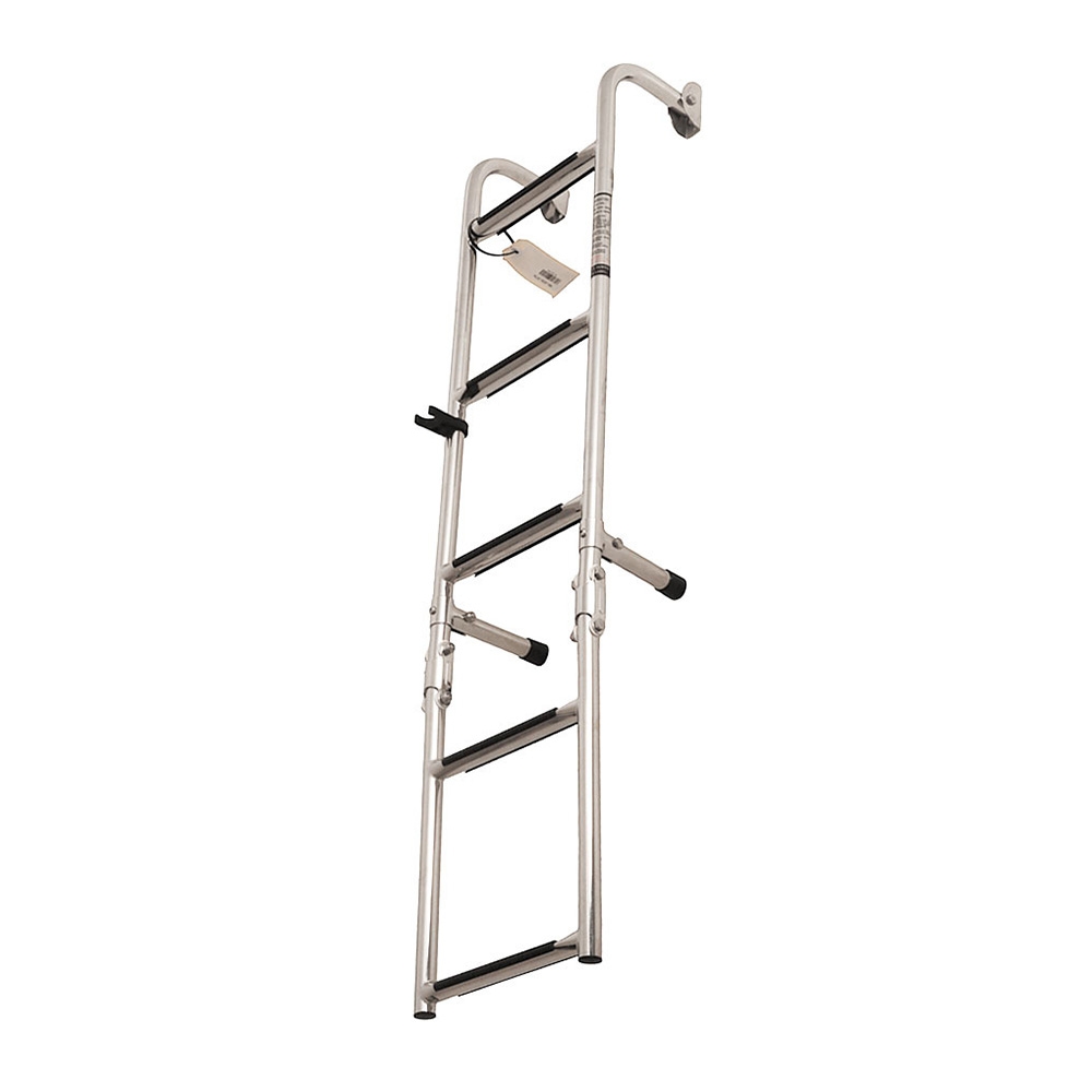 Long Base Stainless Steel 5-Step Ladder